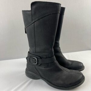 Merrell Captiva Riding Moto Biker Boots Women Black Leather Buckle Waterproof